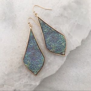 Teardrop acrylic druzy in aqua iridescent color.